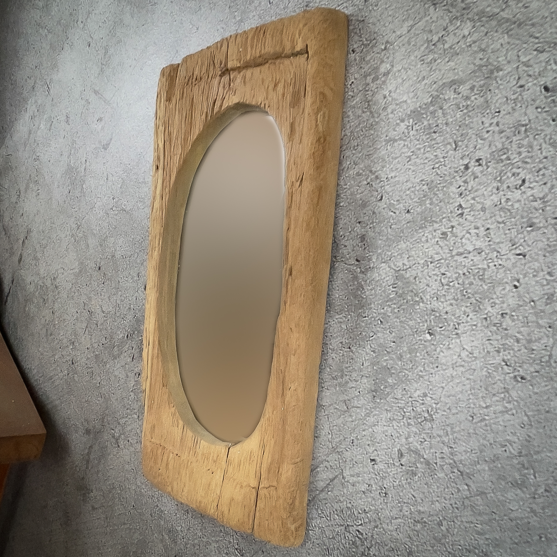Espejo de madera de teca rústica antigua de 38X73X4cm