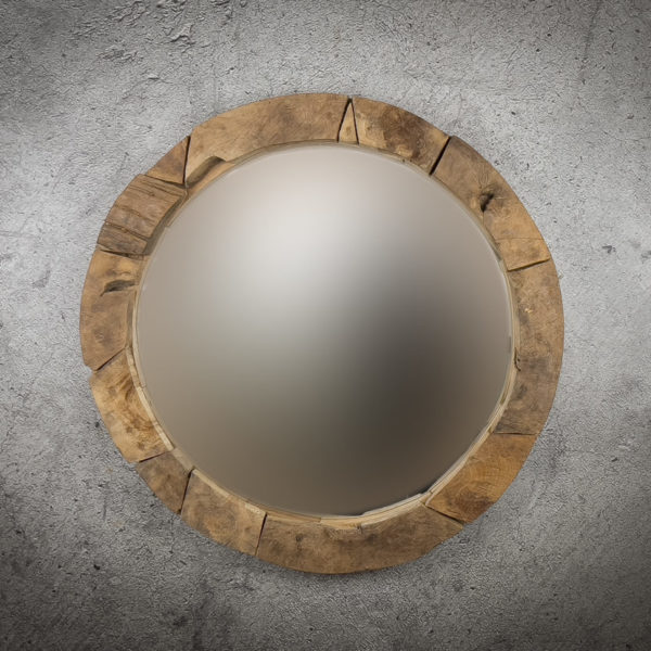 Espejo redondo de madera de Teca de 80cm