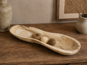 Bandeja-bol de madera de Teca con forma cacahuete de 60x16x6 aprox.