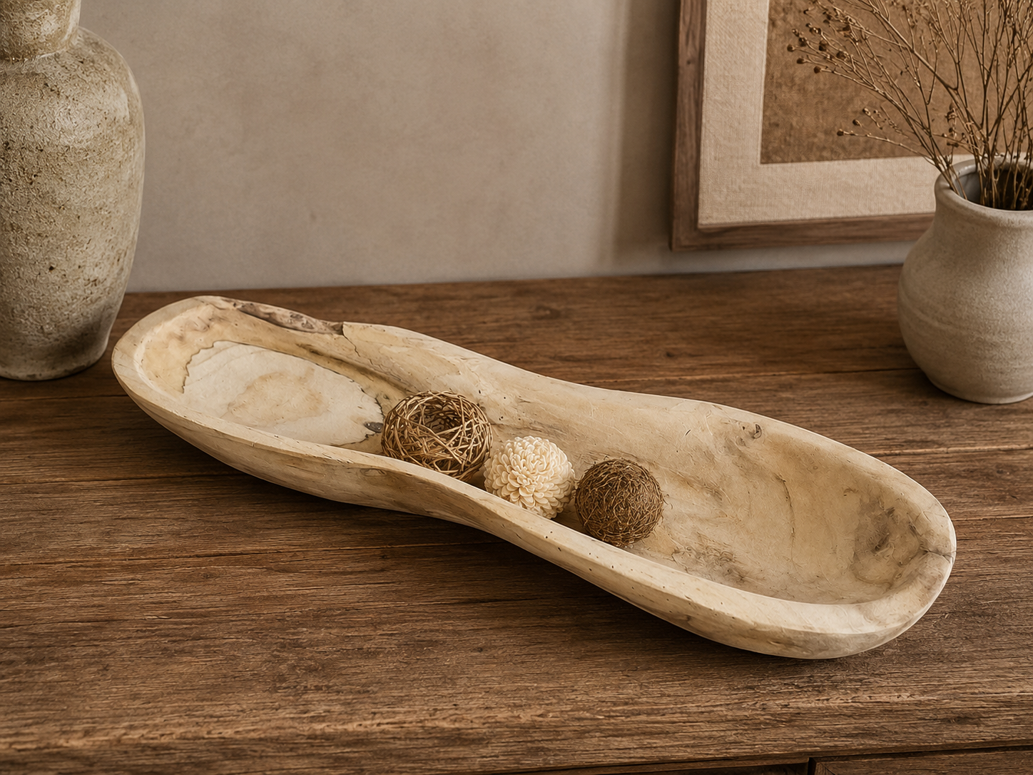 Bol cacahuete 2 Bandeja-bol de madera de Teca con forma cacahuete de 60x16x6 aprox.