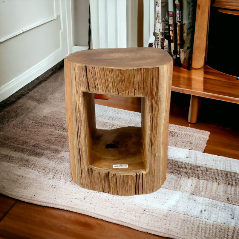Mueble auxiliar con estante librería de tronco macizo de teca (LIQUIDACIÓN)