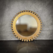 Espejo de pared decorativo Round Sonja de 100cm en blanco y pan de oro