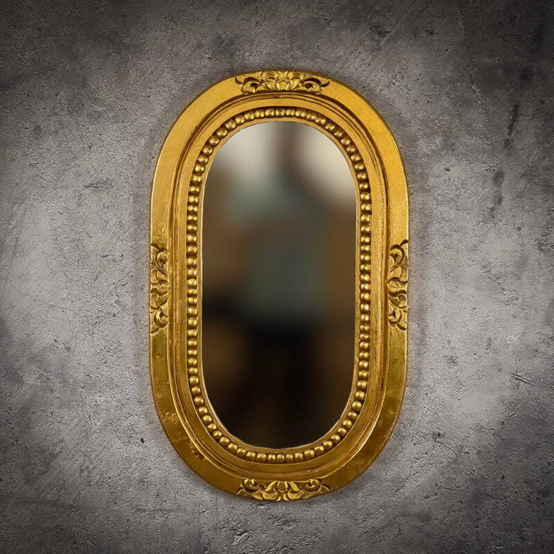 Espejo decorativo de madera Bulig Oval Buttons de 60x100cm en Oro (envejecido)