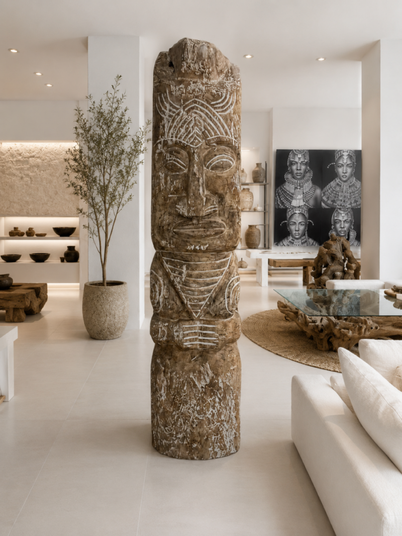 Estatua decorativa gigante realizada sobre madera antigua "Lesung" de 200cm