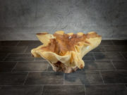 Mesa baja maciza de tronco de Sono (Rosewood) con cristal de 100cm