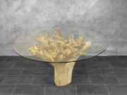 Mesa comedor de madera de tronco de teca (para cristal de hasta 170cm)