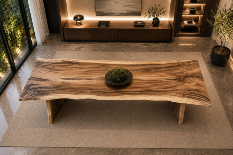 **Entrega rápida** Mesa comedor de madera de Suar de UNA PIEZA de 300x108/90 y 8 cm de grosor