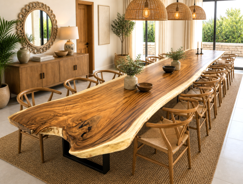 **Entrega inmediata** Mesa comedor maciza de Suar de UNA PIEZA de 500x96/130 y 8 cm de grosor