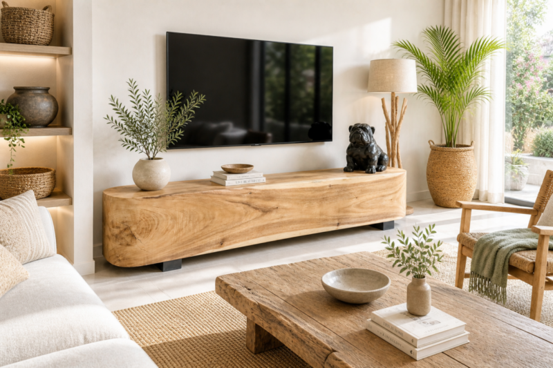 Banco macizo de bloque de madera de Suar realizado en una sola pieza de 181x34x44