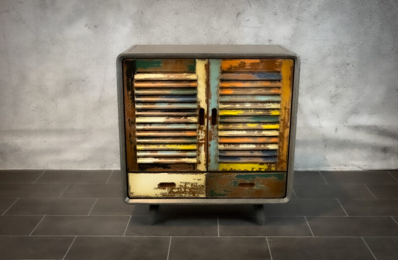 Cómoda retro de 2 puertas y 2 cajones de 90x45cm