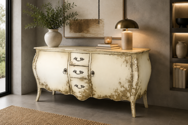 Aparador Blanco-marfil Vintage de 2 puertas y 3 cajones de 160cm (bajo pedido)