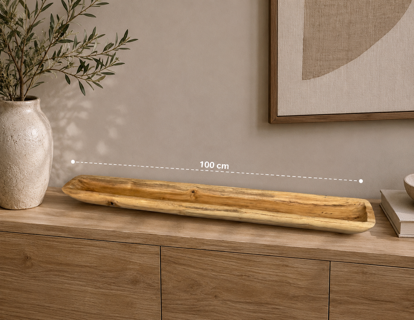 Bandeja decorativa 100cm Centro de mesa decorativo de madera de Teca de 100cm