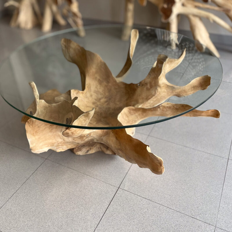 Mesa de café de raíz de Teca de 84cm