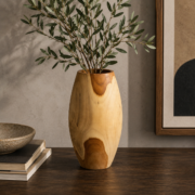 JARRON DE TECA Jarrrón decorativo en madera maciza de Teca de 40cm