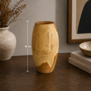 Jarron de teca 40cm Jarrrón decorativo en madera maciza de Teca de 40cm