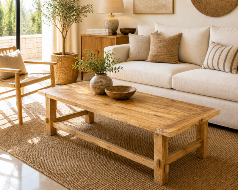 Mesa de centro de madera de Teca restaurada de 150x60