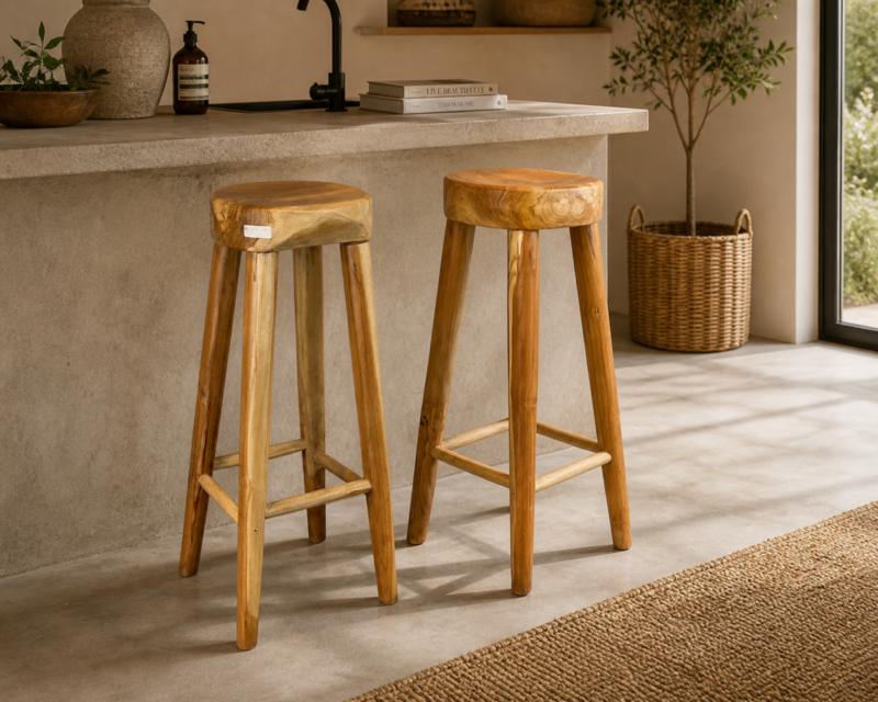 Auxiliar de madera de Teca maciza de 76cm