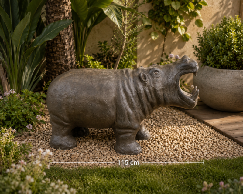 Figura hipopótamo marron envejecido (115x76 cm)