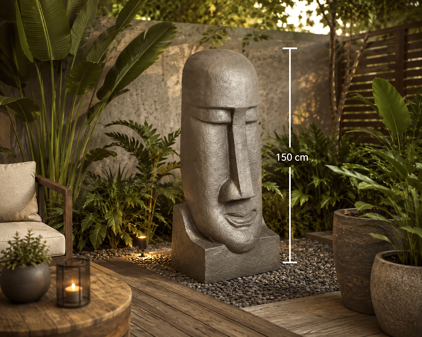 Moia de 150cm para interior o exterior Figuras Moai Eastern Island de 150cm (interior o jardín)
