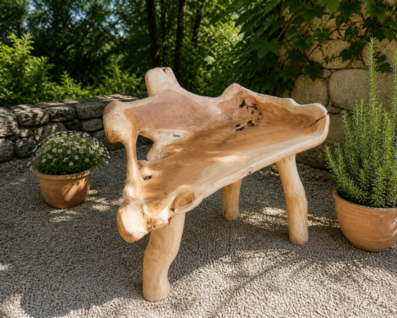 Pieza decorativa realizada en madera de Teca antigua (98x43 cm)