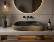 Lavabo natural gigante de piedra de rio (imagen real). De 100x50cm