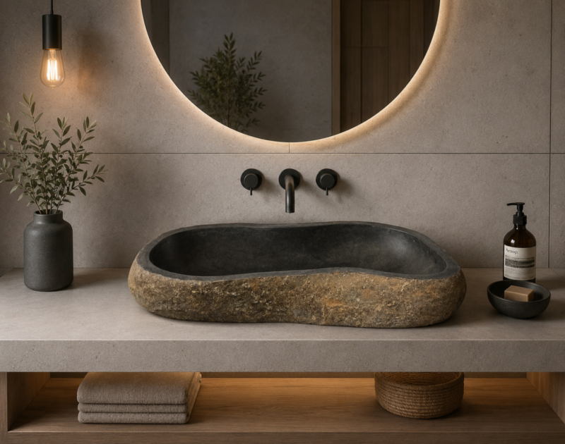 Lavabo natural gigante de piedra de rio (imagen real). De 100x50cm