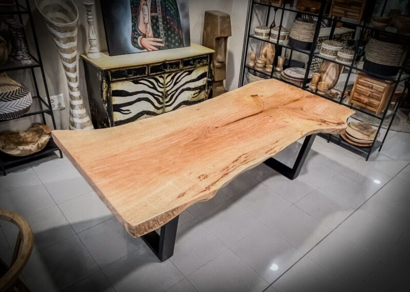 **Imagen real** Mesa maciza de Mango de UNA PIEZA de 220x100 y 7 cm de grosor