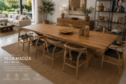 Mesa teca 3x1 metros Mesa de Teca de madera antigua con pata cruz de 300x100 (sobre de 5cm de grosor)