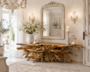 Consola gigante de raíz de madera de Teca (270x55x80)