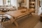 Mesa madera de Teca restaurada de 3x1 metros Mesa de Teca de madera antigua con pata cruz de 300x100 (sobre de 5cm de grosor)