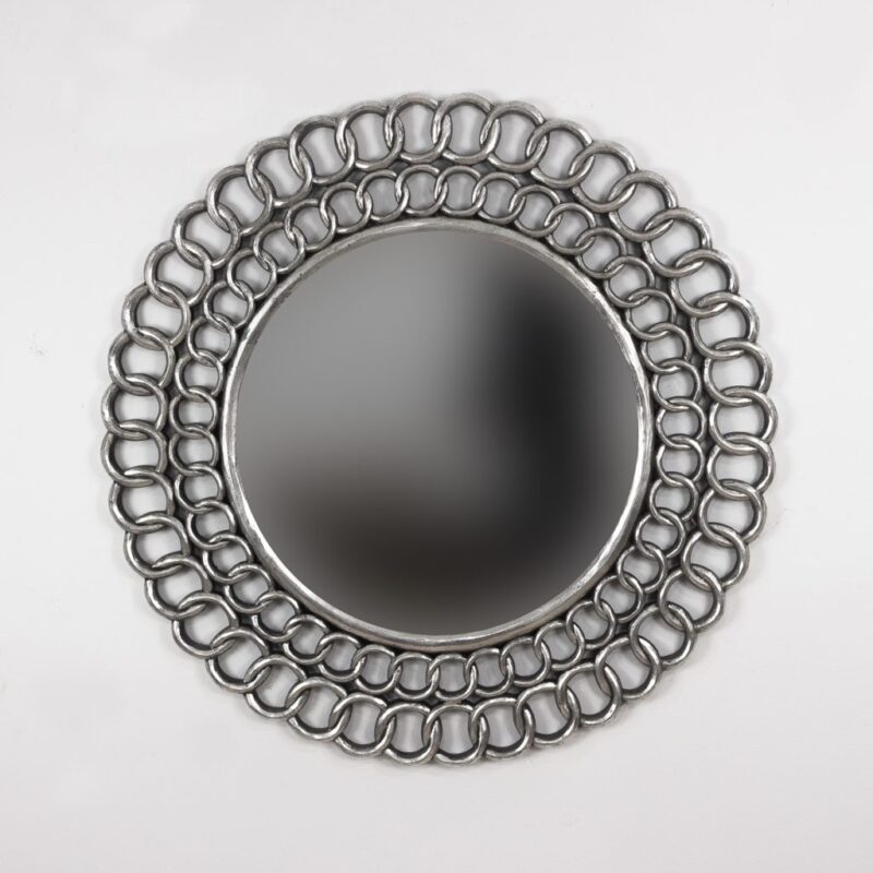 Espejo de madera Gold Chaine Circle de 100cm en plata