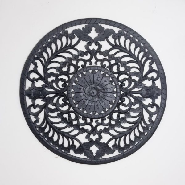 Mandala redondo de madera Decowall Round de 110x110 en negro