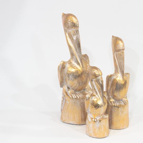 Figura de madera Pelícanos en pan de oro