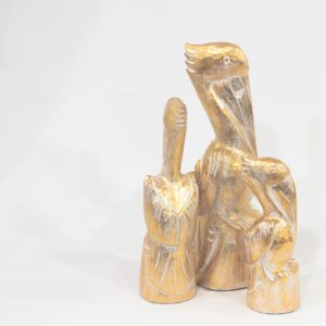 Figura de madera Pelícanos en pan de oro